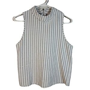 Anthropologie Mock Neck Tank Top Womens Small White Sleeveless Minimalist Preppy